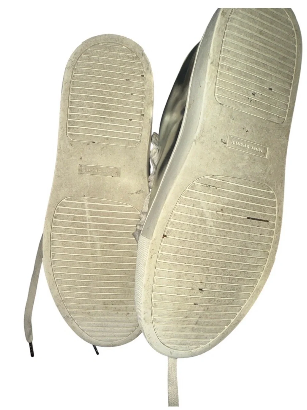 Tory Sport Metallic Silver Low-Top Sneakers With Ruffles